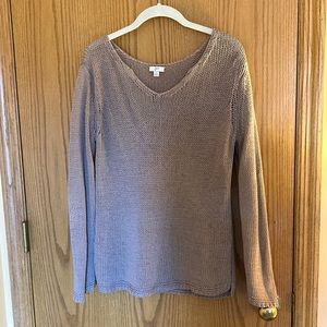 Taupe/ tan wide knit J. Jill long sleeve sweater in size L.